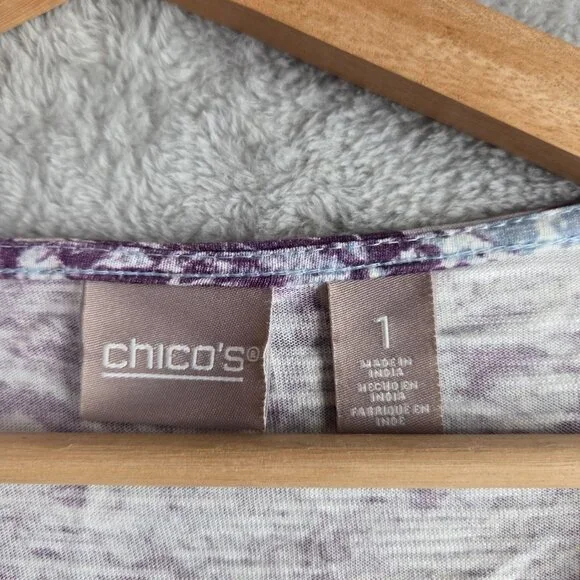 Chico's Paisley Scoop Neck Top, Small - Picture 5 of 7